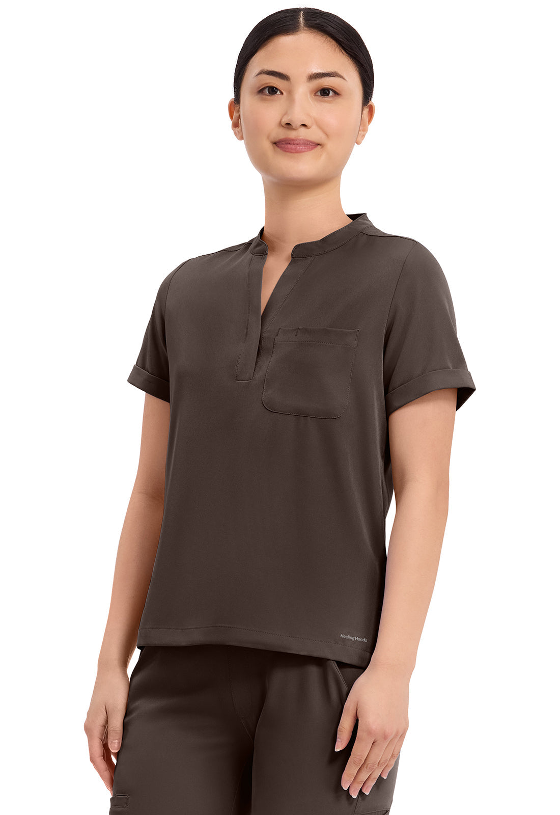 HH Works HH650 Macy 1 Pocket Scrub Top Dark Chocolate