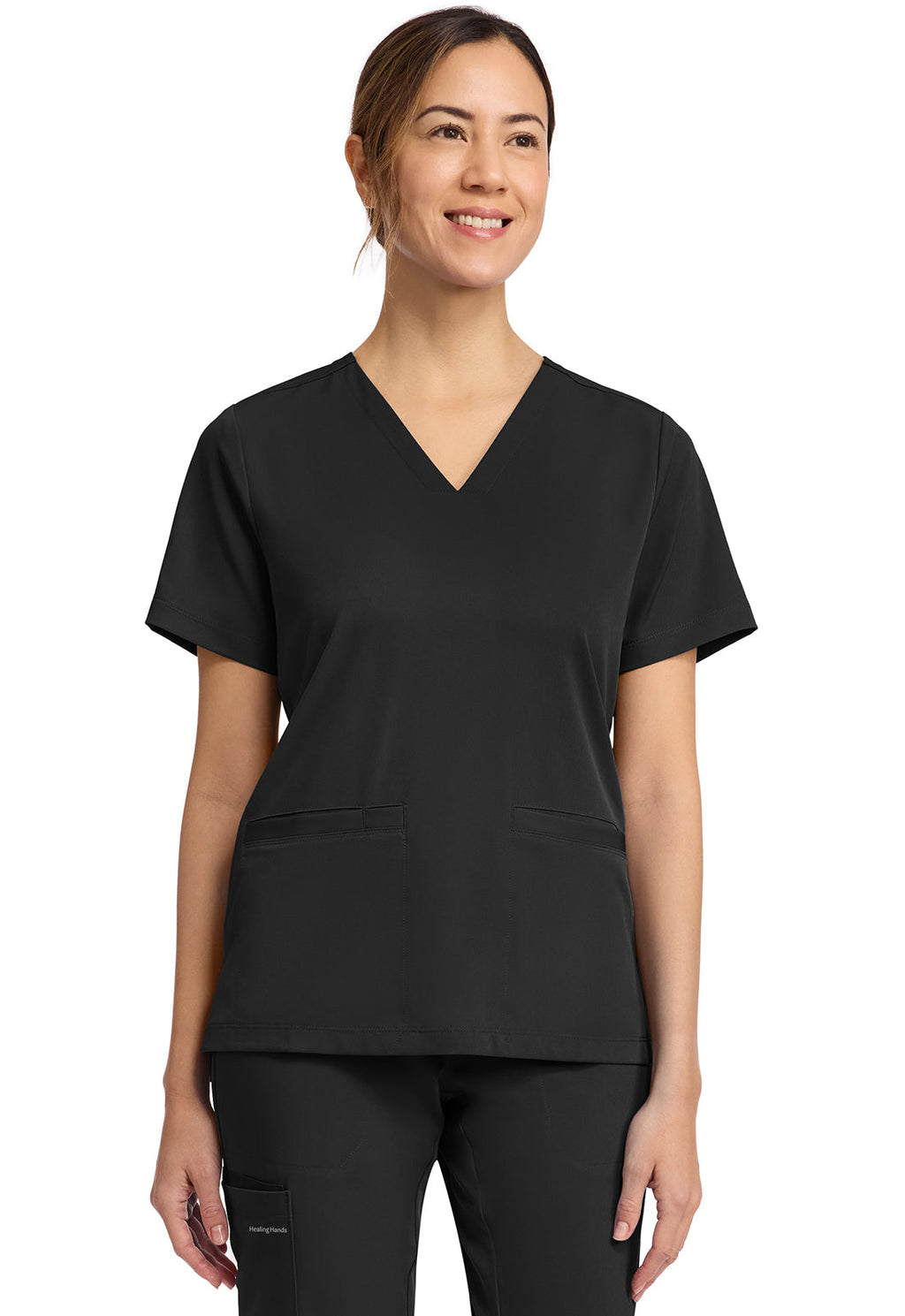 HH Works HH653 Women's 3-Pocket V-Neck Top Black
