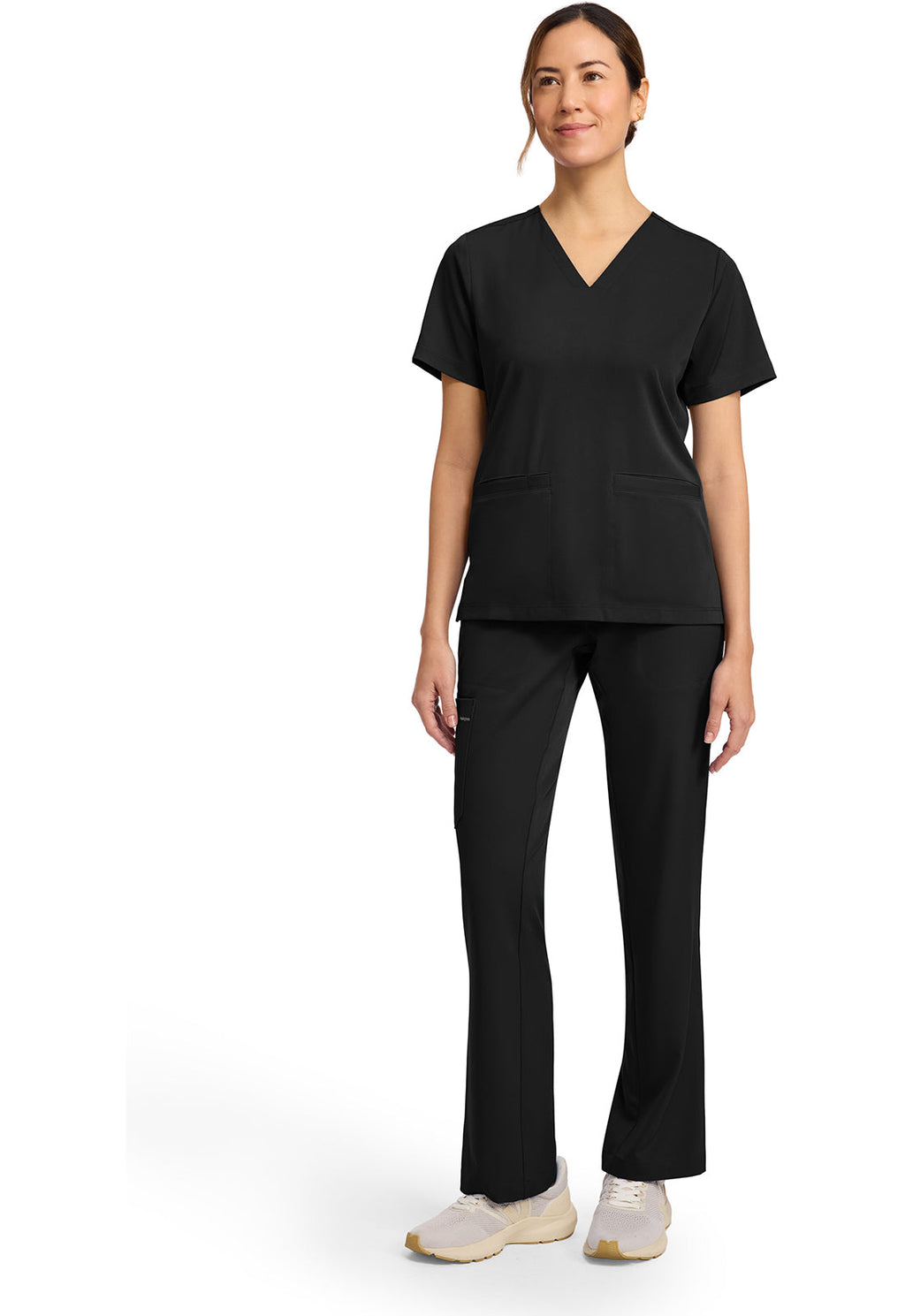 HH Works HH653 Women's 3-Pocket V-Neck Top Black
