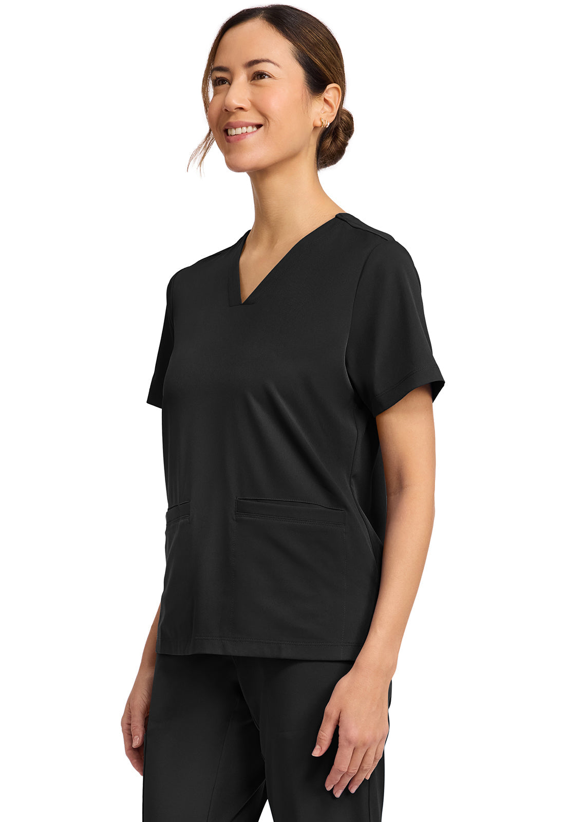 HH Works HH653 Women's 3-Pocket V-Neck Top Black