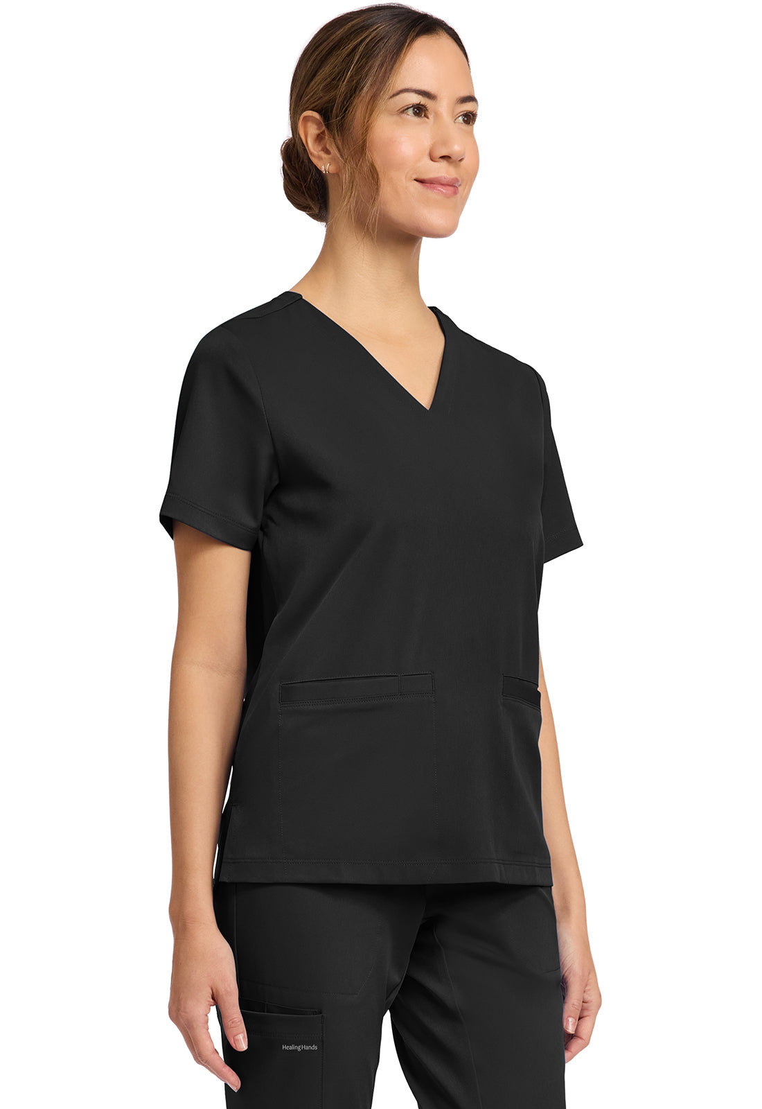 HH Works HH653 Women's 3-Pocket V-Neck Top Black