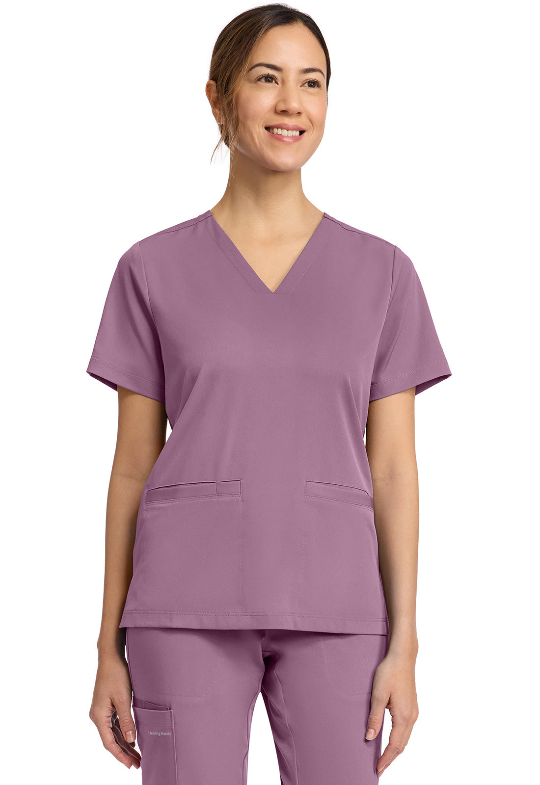HH Works HH653 Women's 3-Pocket V-Neck Top Meta Mauve