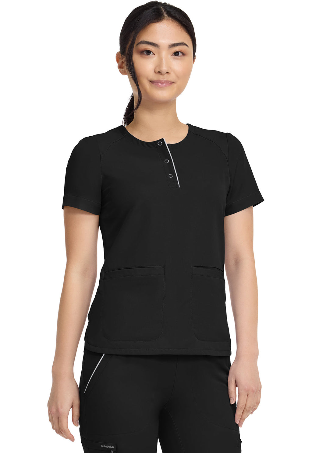 HH 360 HH702 Women's Crew Neck Scrub Top Black