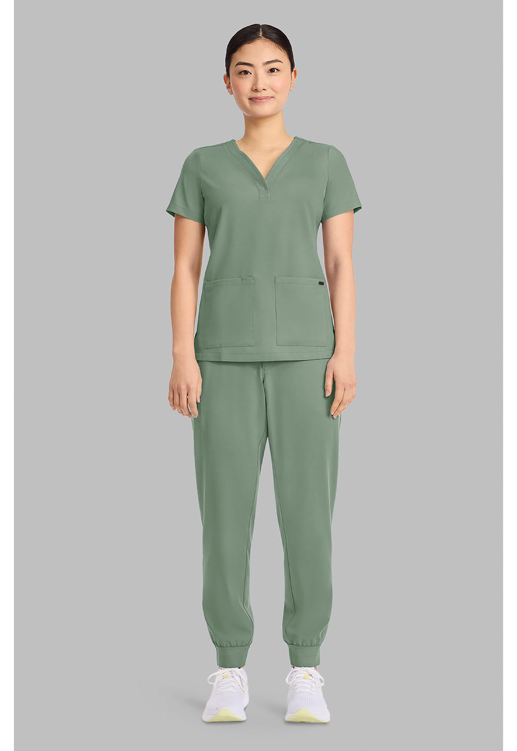 Quest HH751 Women's 3-Pocket Y-Neck Scrub Top Acadia Green