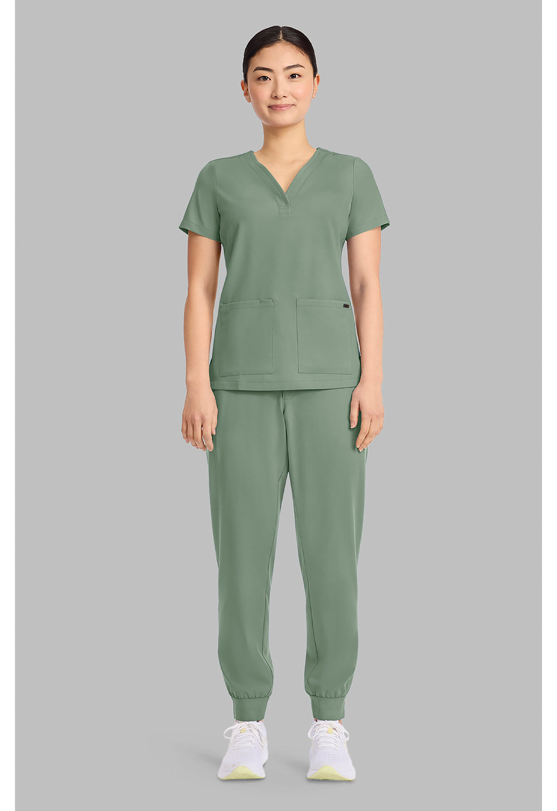 Quest HH751 Women's 3-Pocket Y-Neck Scrub Top Acadia Green