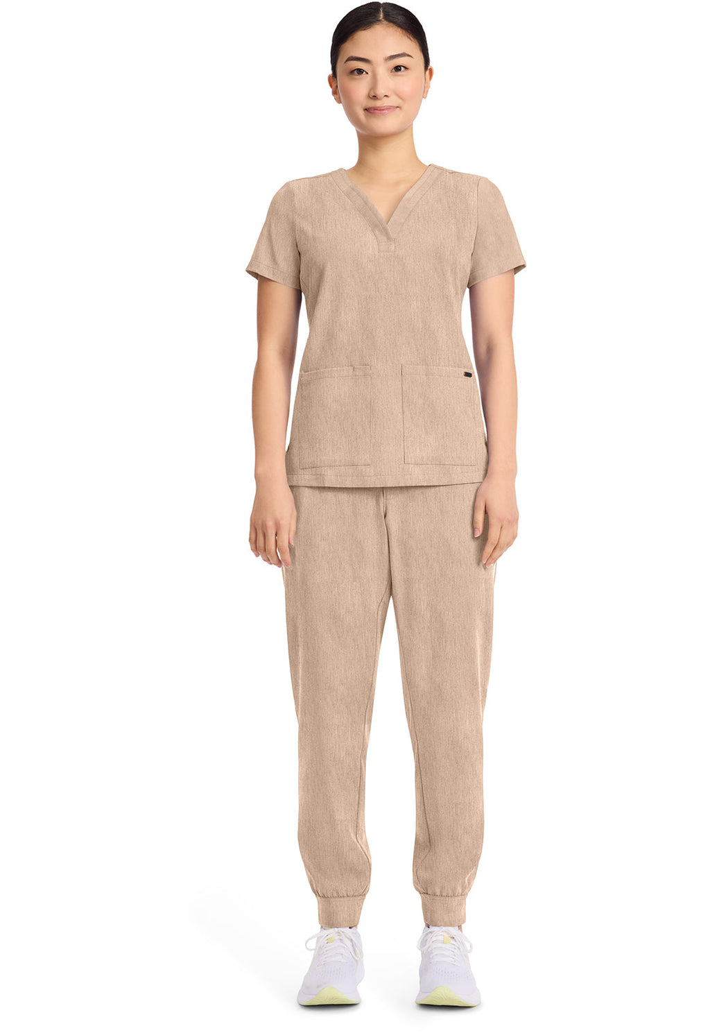 Quest HH751 Women's 3-Pocket Y-Neck Scrub Top Desert Taupe