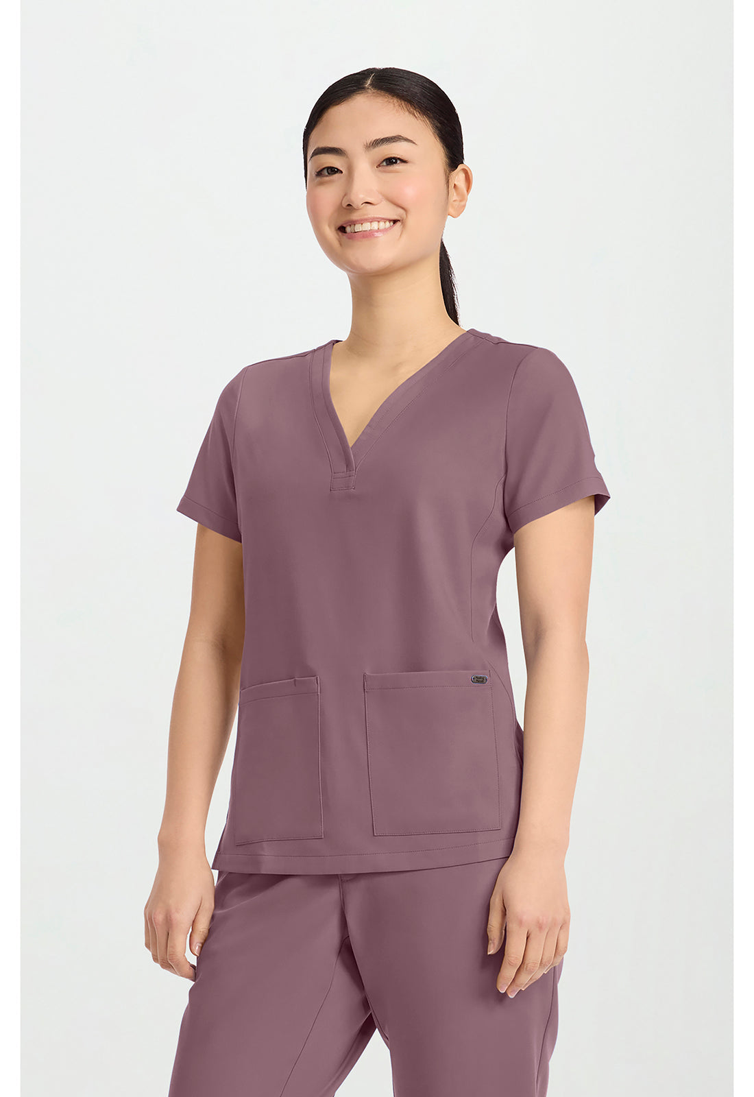 Quest HH751 Women's 3-Pocket Y-Neck Scrub Top Elderberry