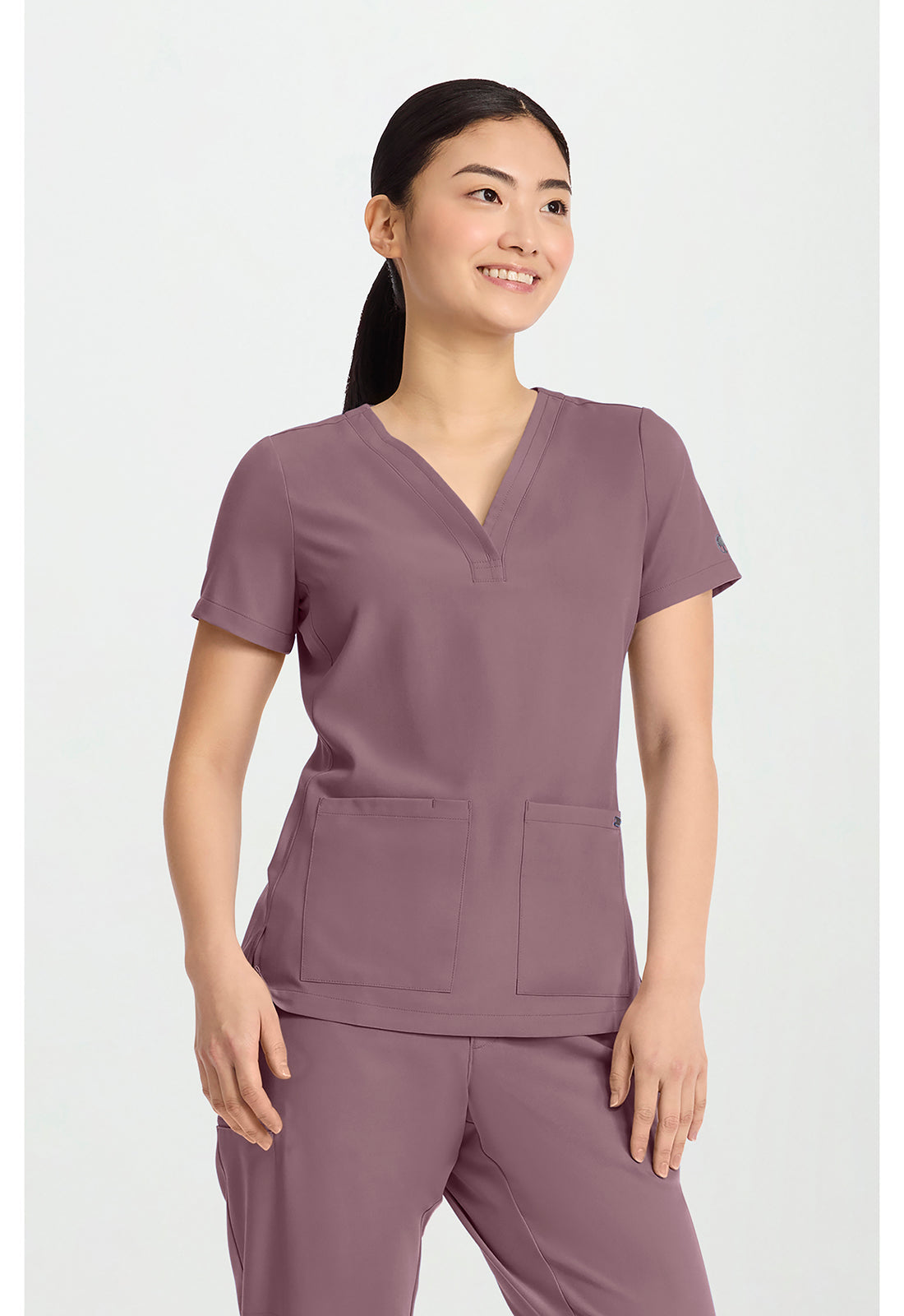 Quest HH751 Women's 3-Pocket Y-Neck Scrub Top Elderberry