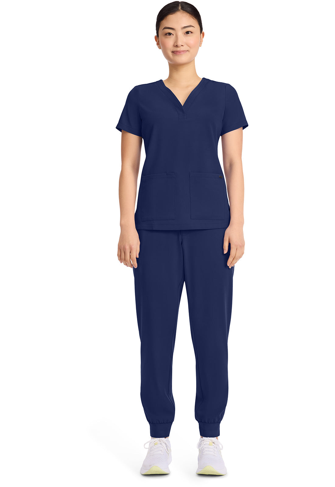 Quest HH751 Women's Women's 3-Pocket Y-Neck Scrub Top Navy