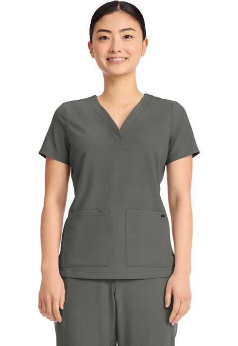 HH Quest HH751 Women's 3-Pocket Y-Neck Top Pewter