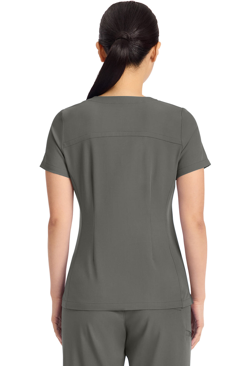Quest HH751 Women's 3-Pocket Y-Neck Scrub Top Pewter