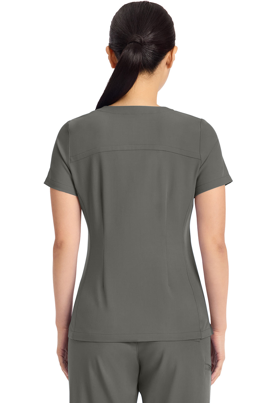 Quest HH751 Women's 3-Pocket Y-Neck Scrub Top Pewter