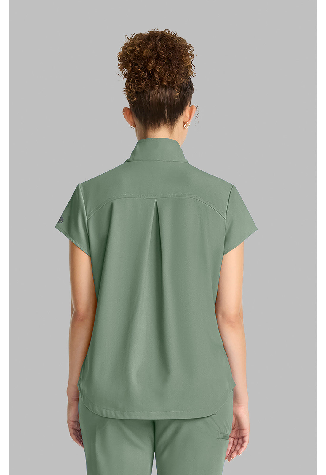 Quest HH752 Women's Partial Zip Stand Collar Scrub Top Acadia Green