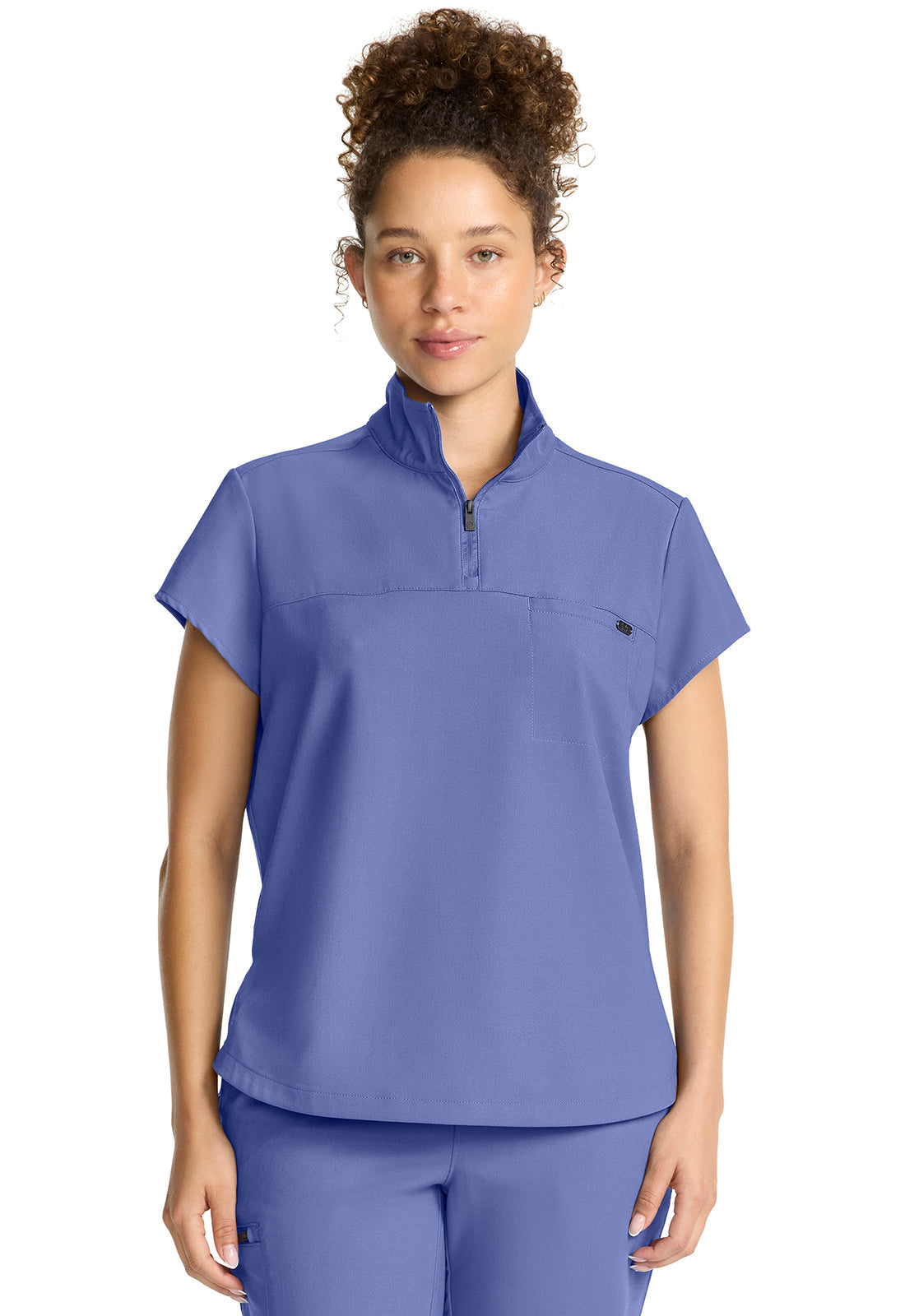 Quest HH752 Women's Partial Zip Stand Collar Scrub Top Ceil