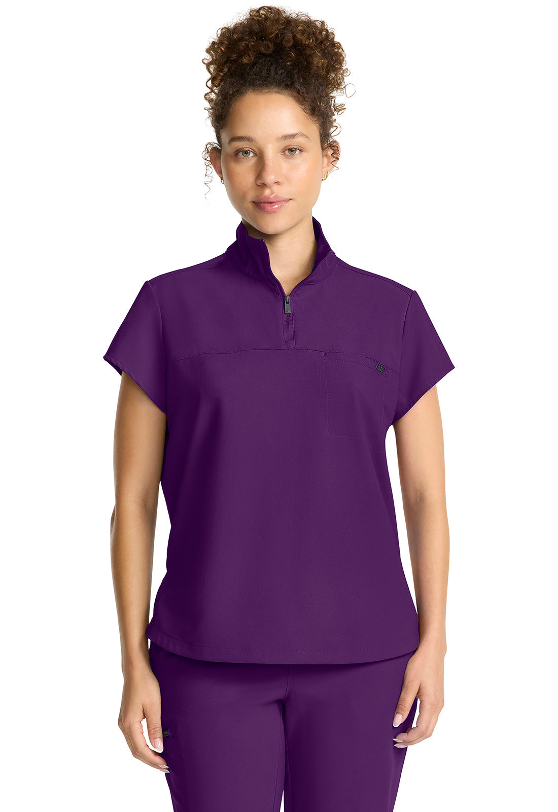 HH Quest HH752 Women's Partial Zip Stand Collar Top Eggplant