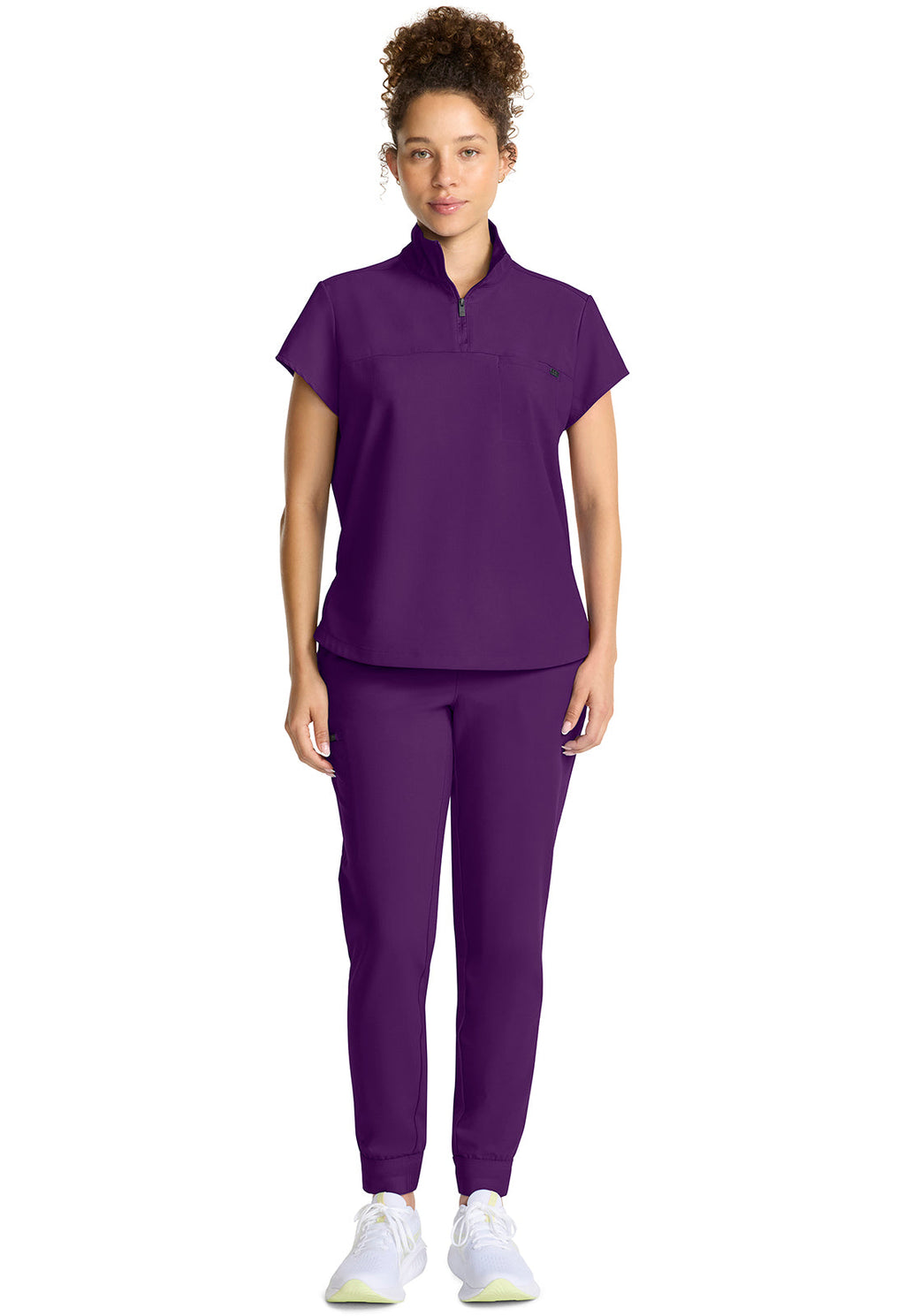 HH Quest HH752 Women's Partial Zip Stand Collar Top Eggplant