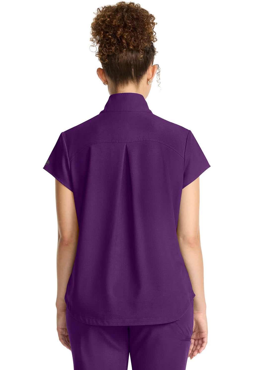 Quest HH752 Women's Partial Zip Stand Collar Scrub Top Eggplant