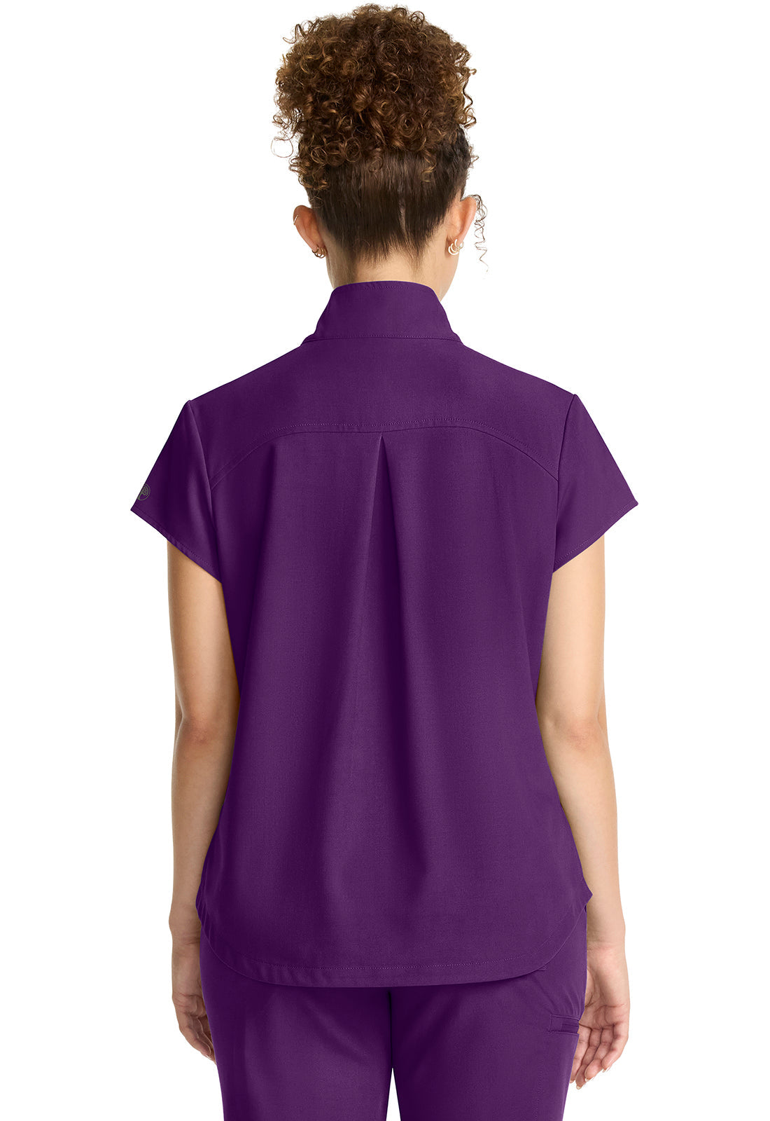Quest HH752 Women's Partial Zip Stand Collar Scrub Top Eggplant