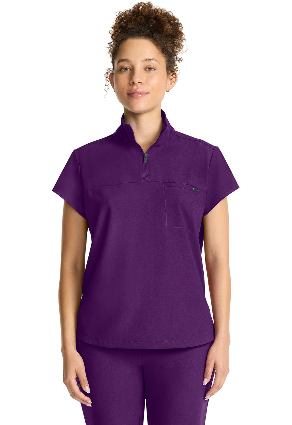 HH Quest HH752 Women's Partial Zip Stand Collar Top Eggplant