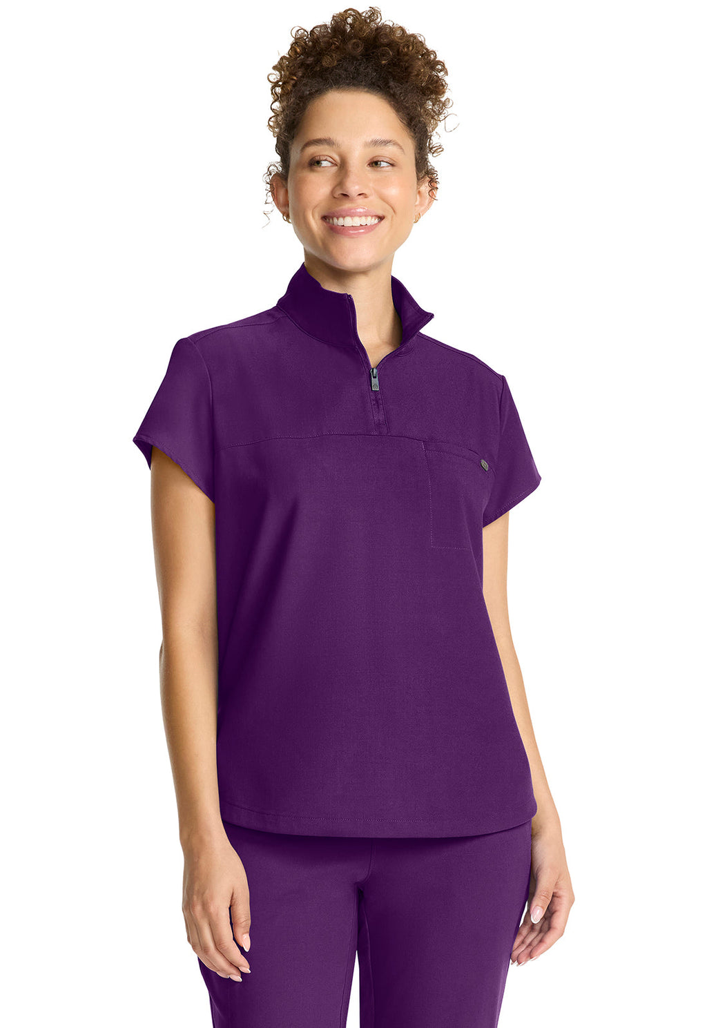HH Quest HH752 Women's Partial Zip Stand Collar Top Eggplant