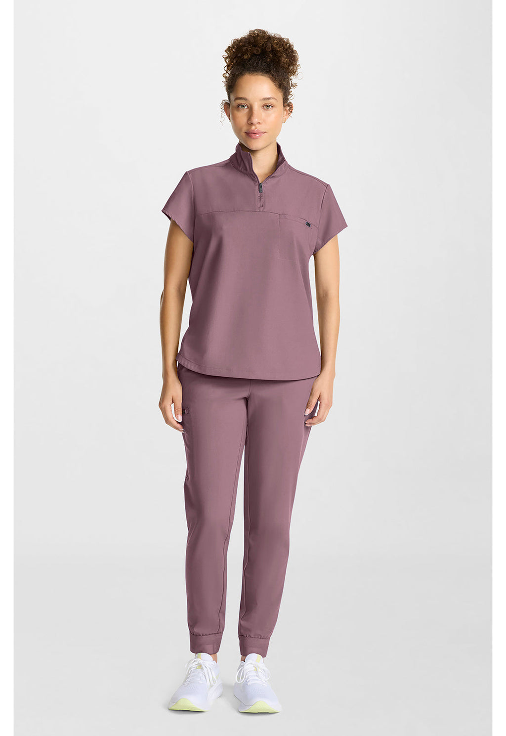 Quest HH752 Women's Partial Zip Stand Collar Scrub Top Elderberry