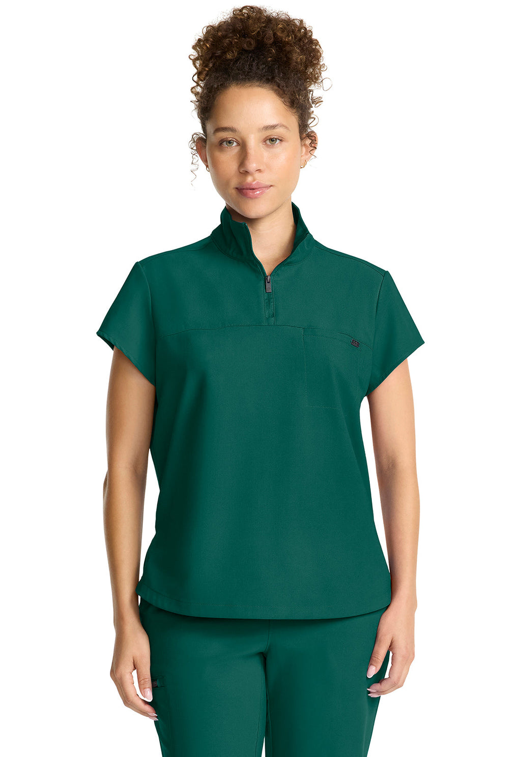 Quest HH752 Women's Partial Zip Stand Collar Top Hunter