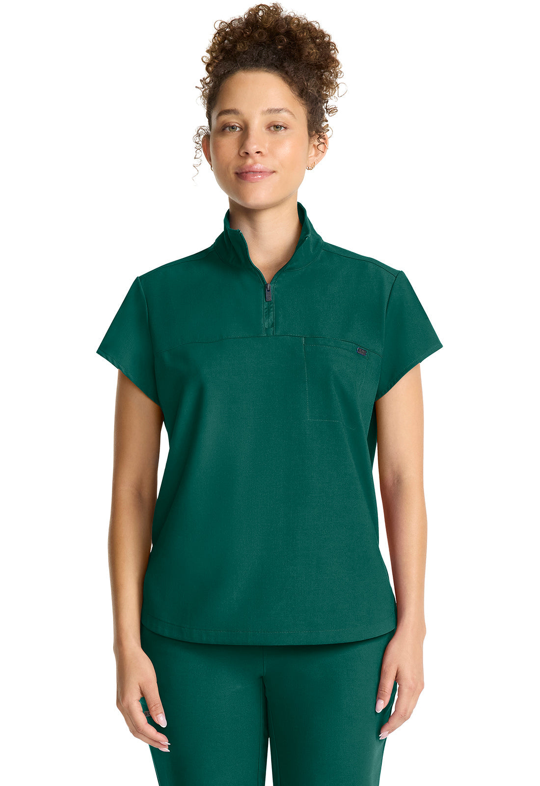 Quest HH752 Women's Partial Zip Stand Collar Top Hunter