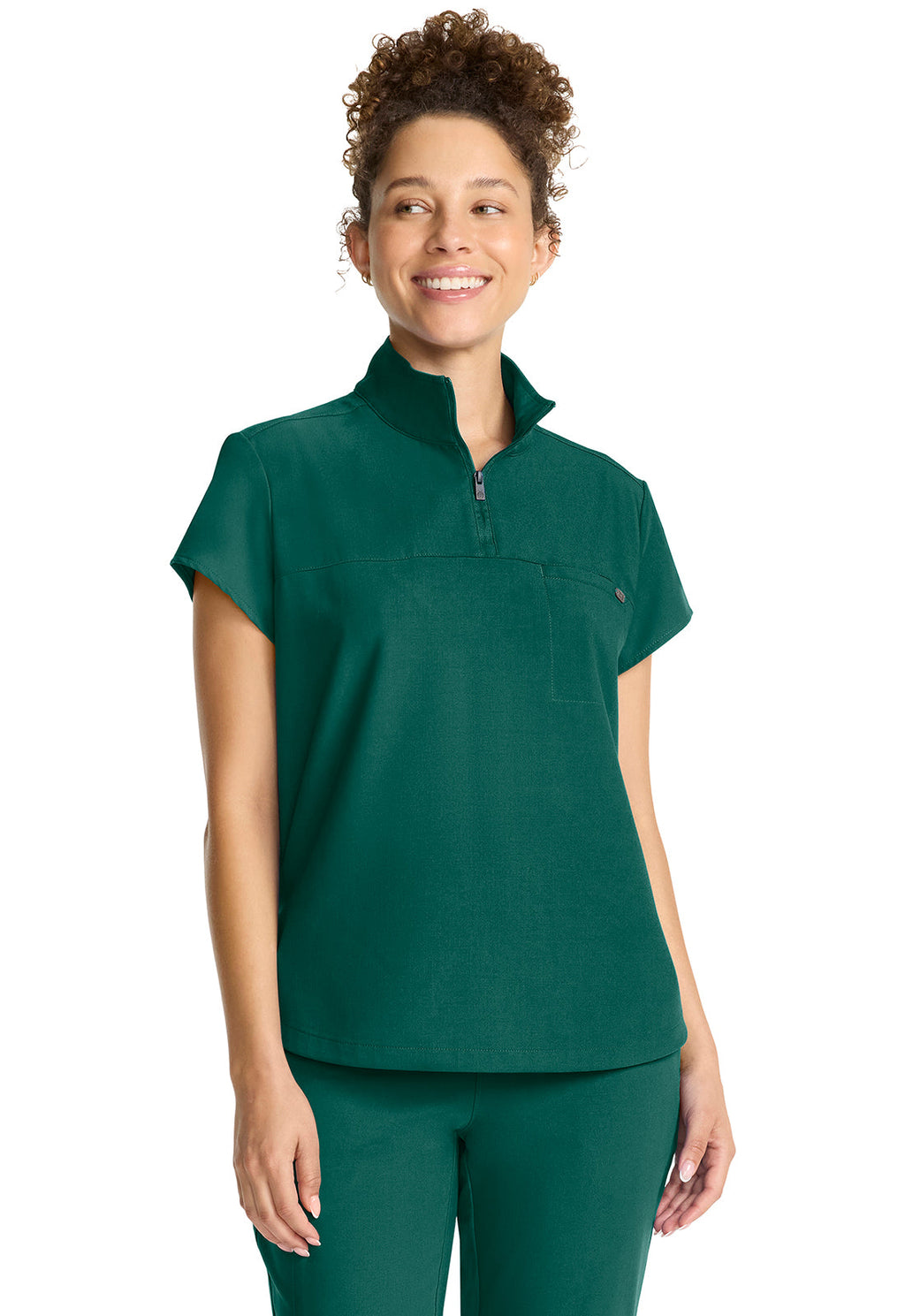 Quest HH752 Women's Partial Zip Stand Collar Top Hunter