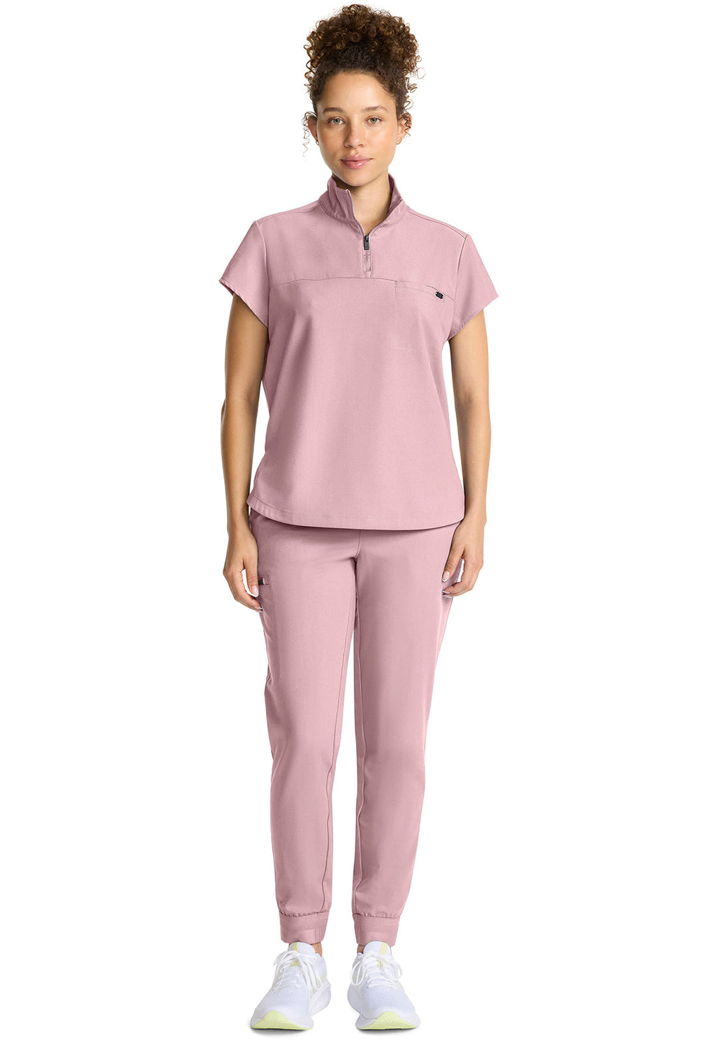 HH Quest HH752 Women's Partial Zip Stand Collar Top Pink Pearl Image
