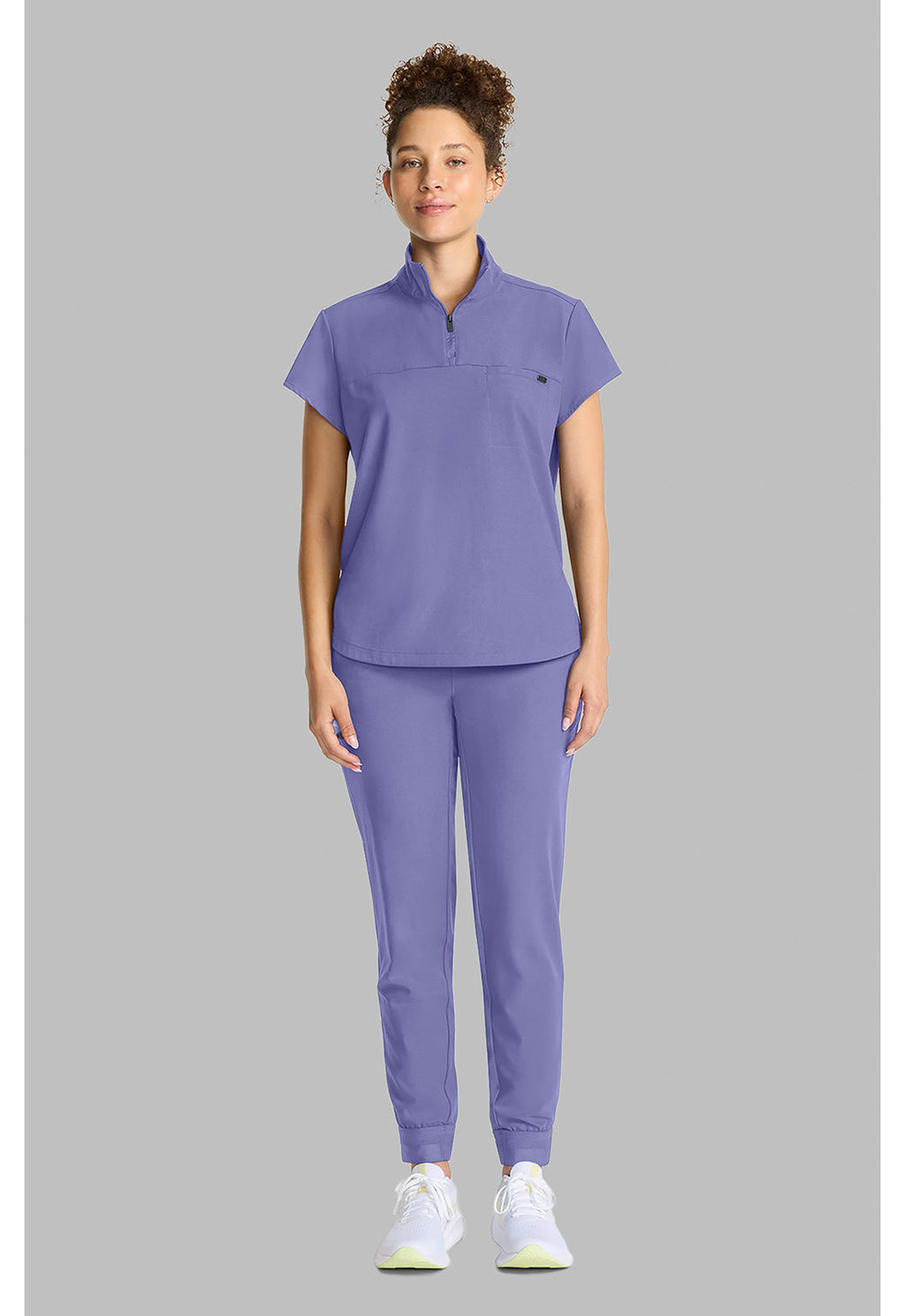 Quest HH752 Women's Women's Partial Zip Stand Collar Scrub Top Persian Violet