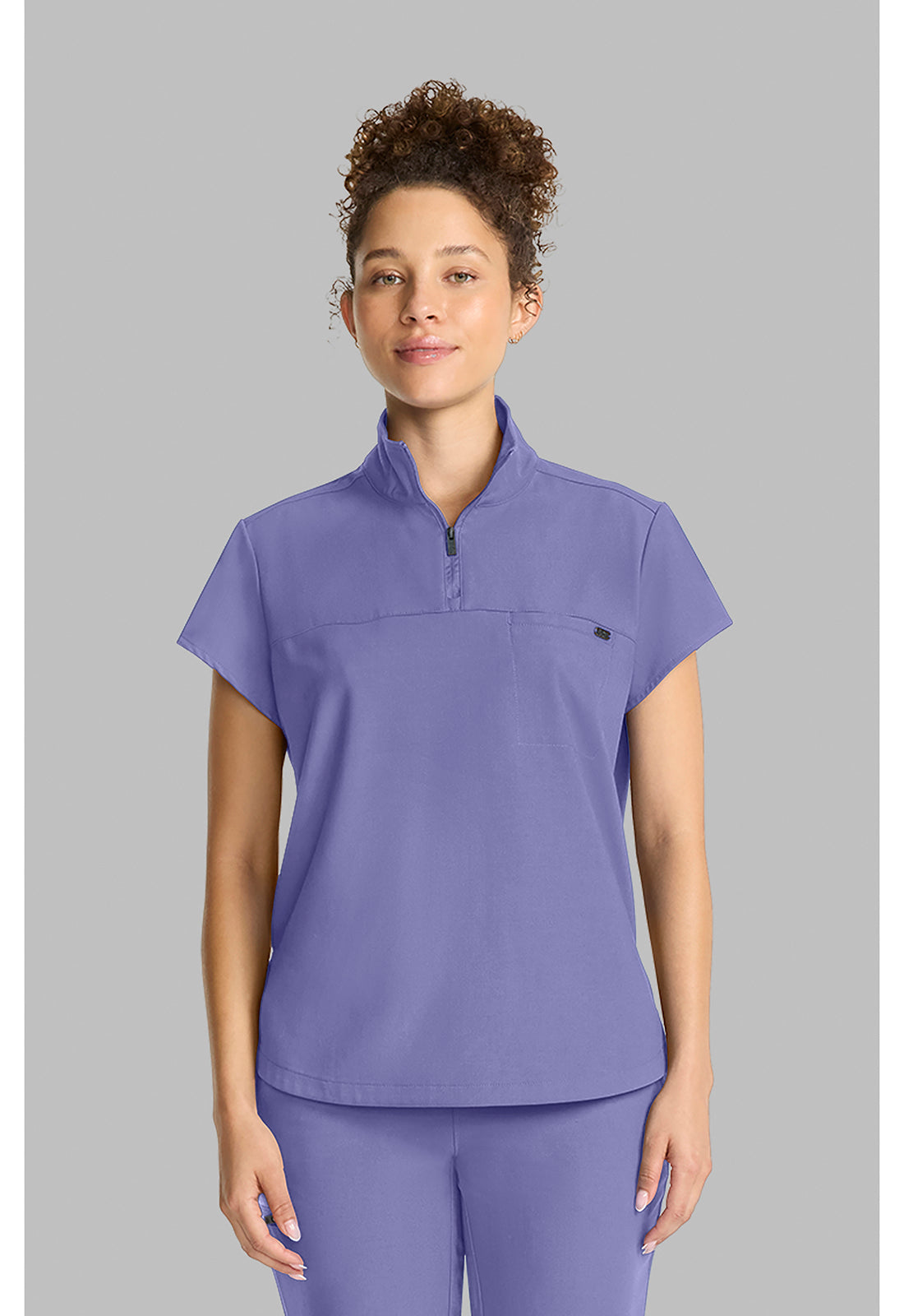 Quest HH752 Women's Women's Partial Zip Stand Collar Scrub Top Persian Violet