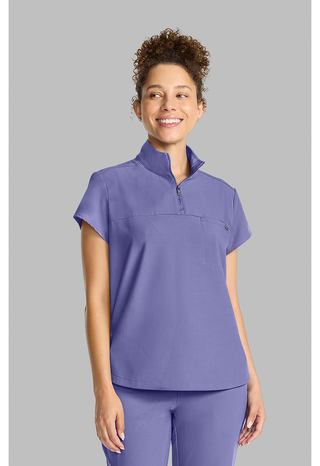Quest HH752 Women's Women's Partial Zip Stand Collar Scrub Top Persian Violet