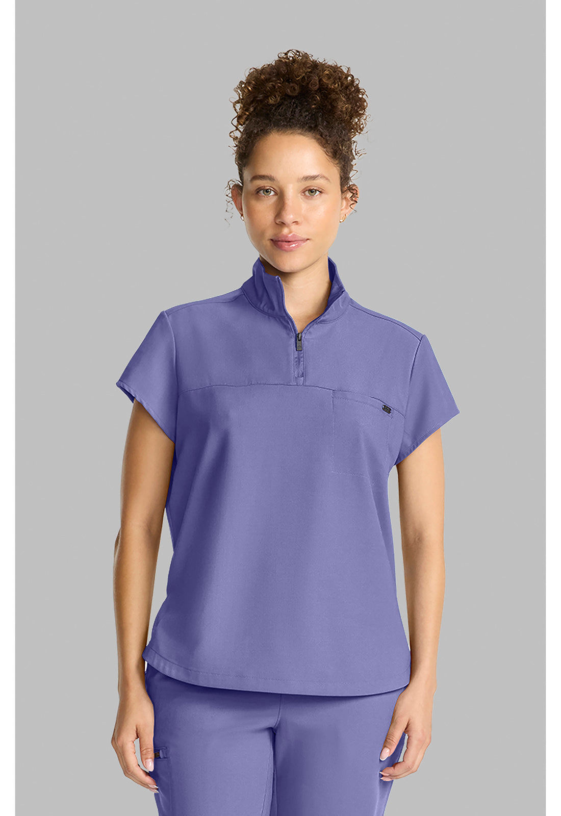 Quest HH752 Women's Women's Partial Zip Stand Collar Scrub Top Persian Violet
