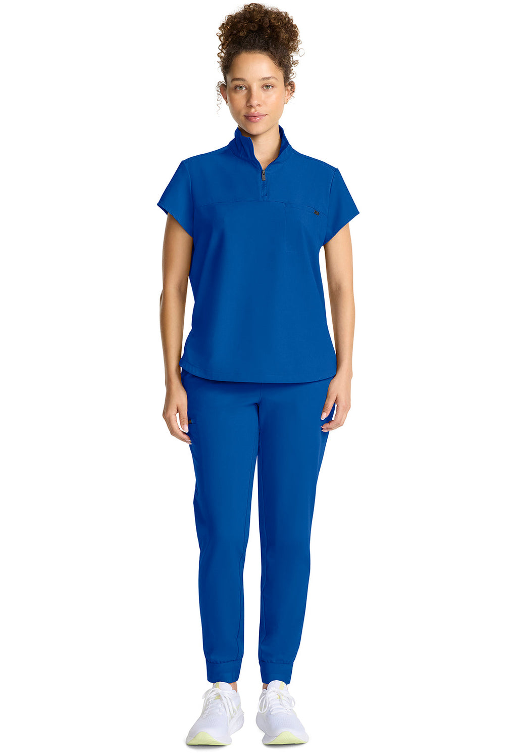 Quest HH752 Women's Partial Zip Stand Collar Scrub Top Royal