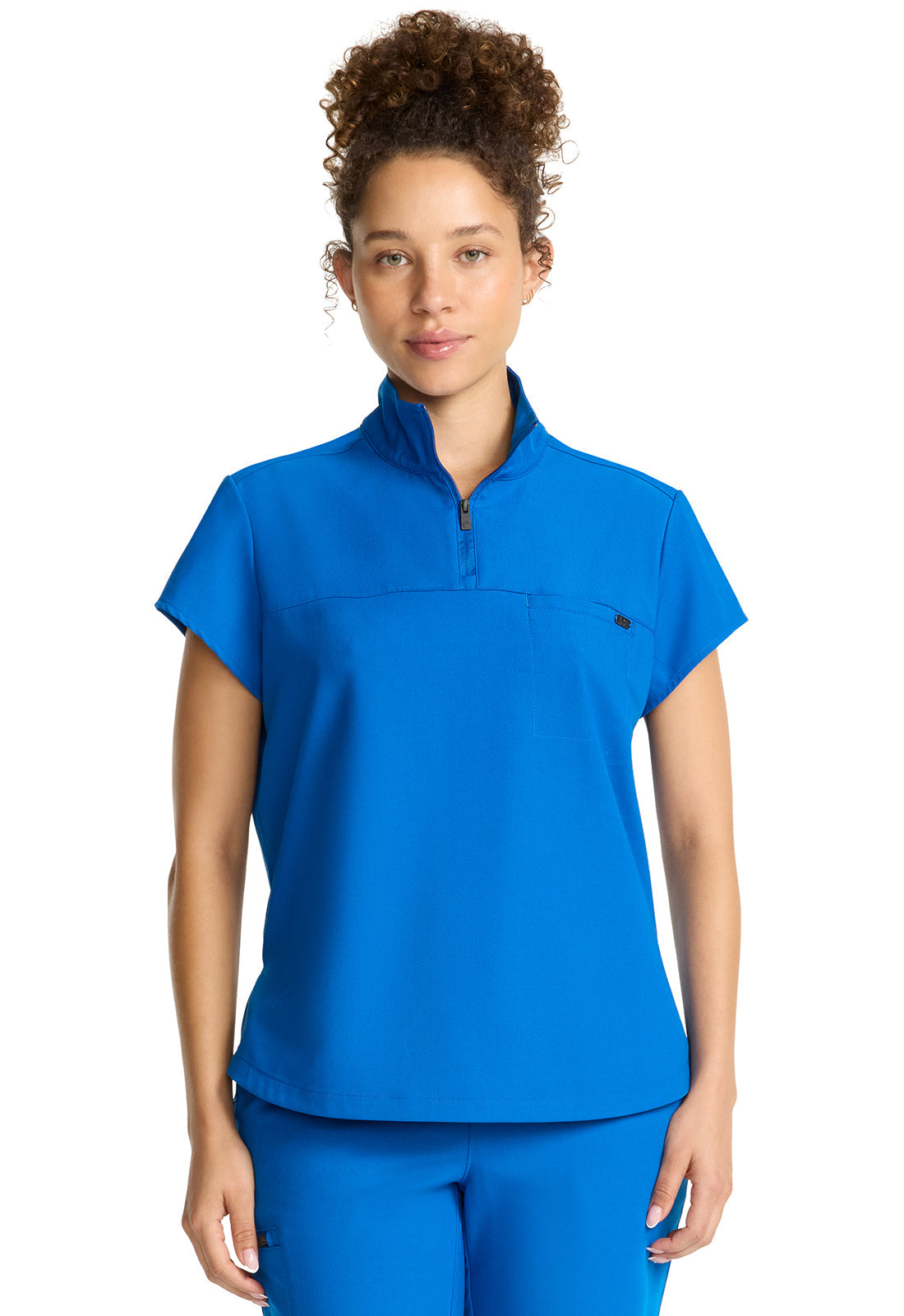 Quest HH752 Women's Partial Zip Stand Collar Scrub Top Royal