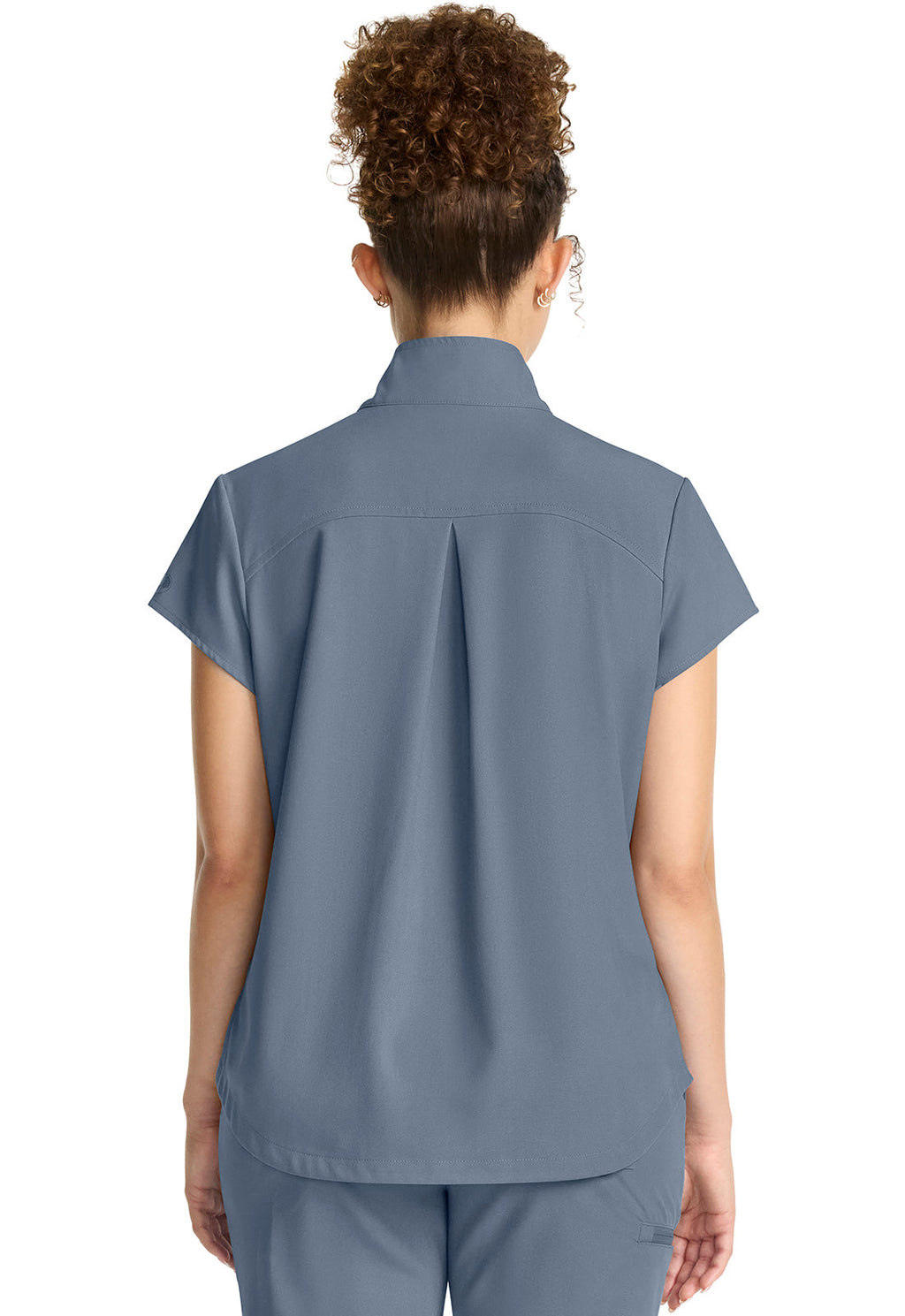 Quest HH752 Women's Partial Zip Stand Collar Scrub Top Twilight Blue