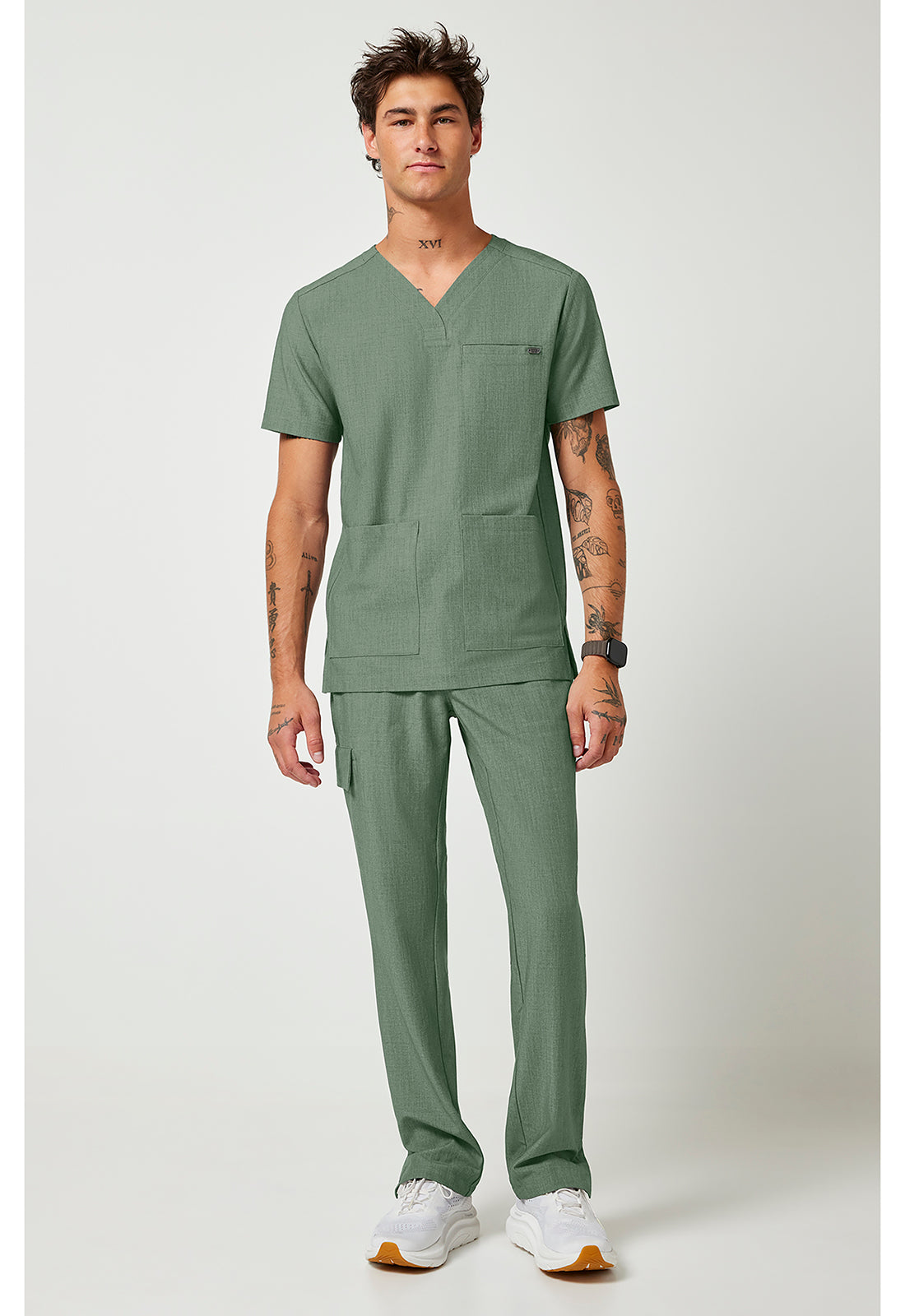 Quest HH753 Men's V-Neck Scrub Top Acadia Green