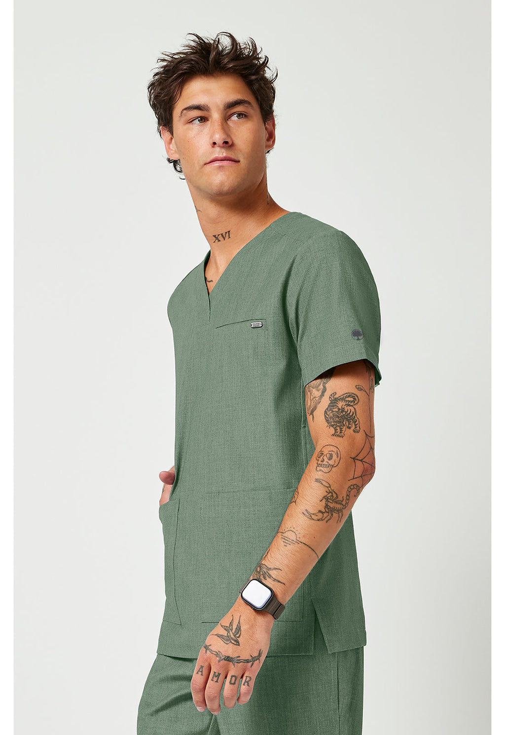 Quest HH753 Men's V-Neck Scrub Top Acadia Green