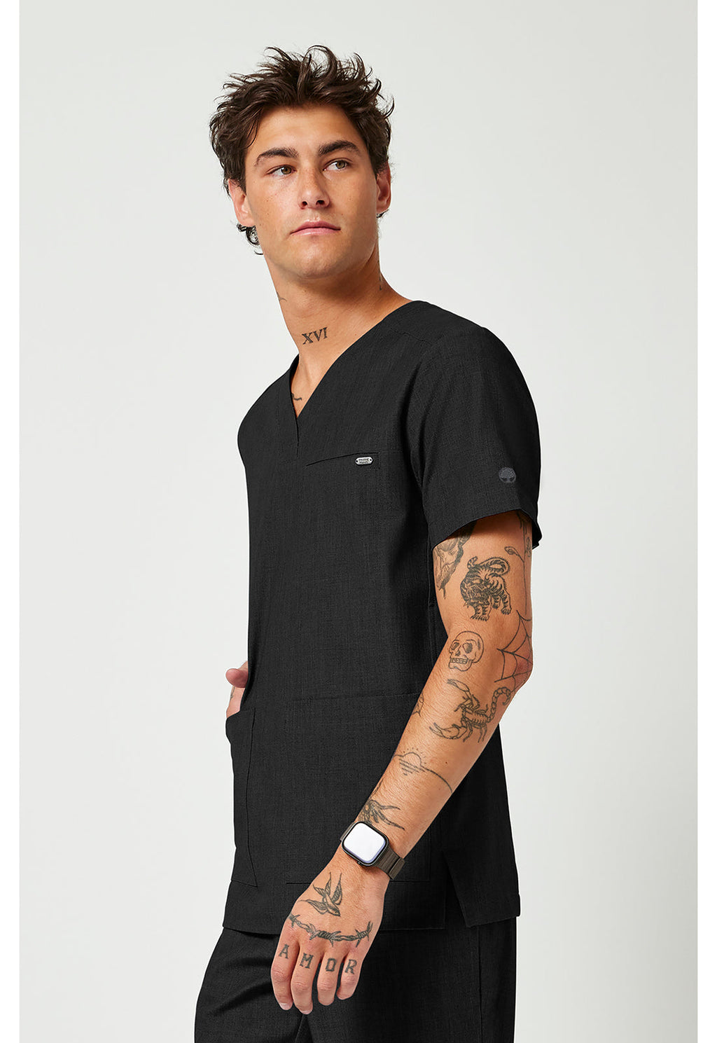 Quest HH753 Men's V-Neck Scrub Top Black