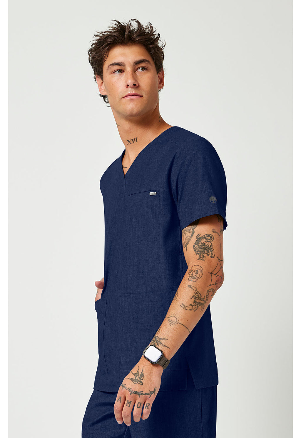 Quest HH753 Men's V-Neck Scrub Top Navy