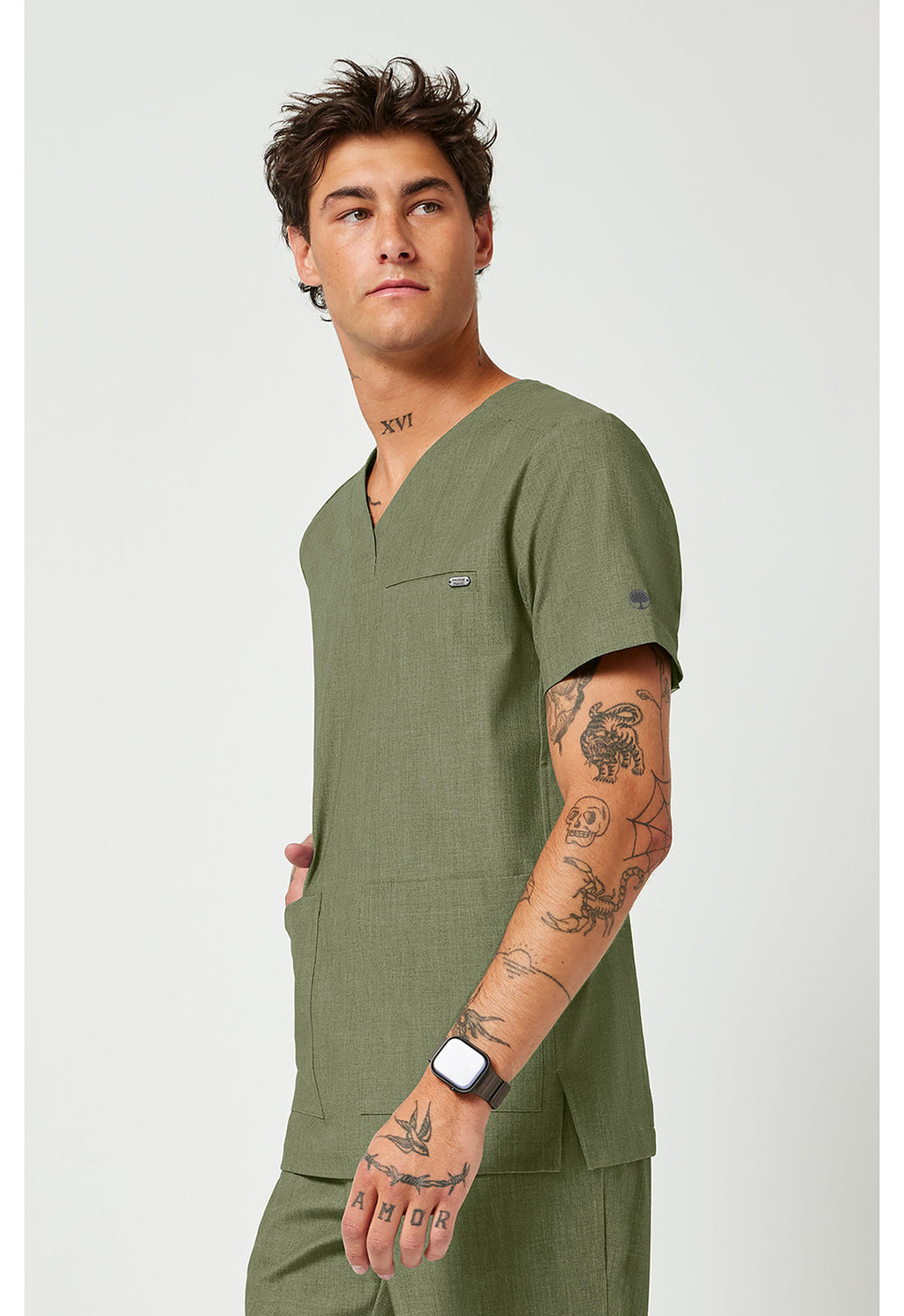 Quest HH753 Men's V-Neck Scrub Top Olive