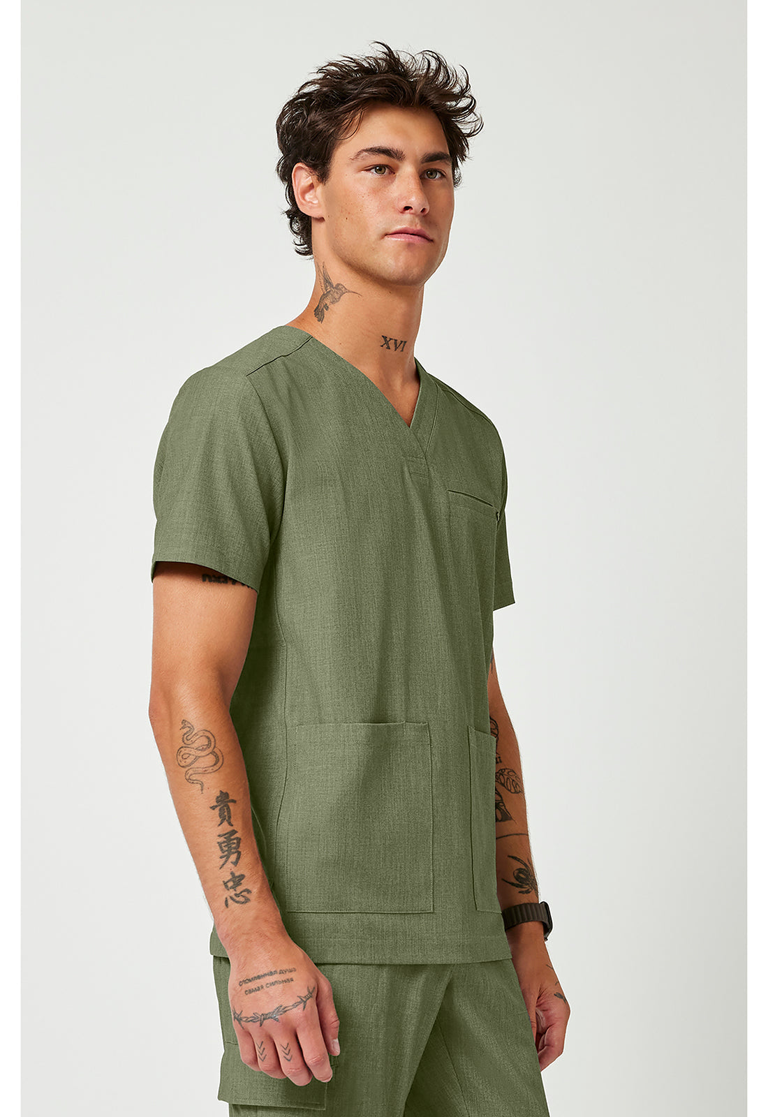 Quest HH753 Men's V-Neck Scrub Top Olive