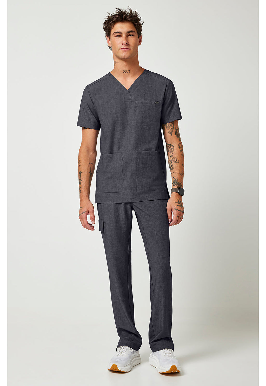 Quest HH753 Men's V-Neck Scrub Top Pewter