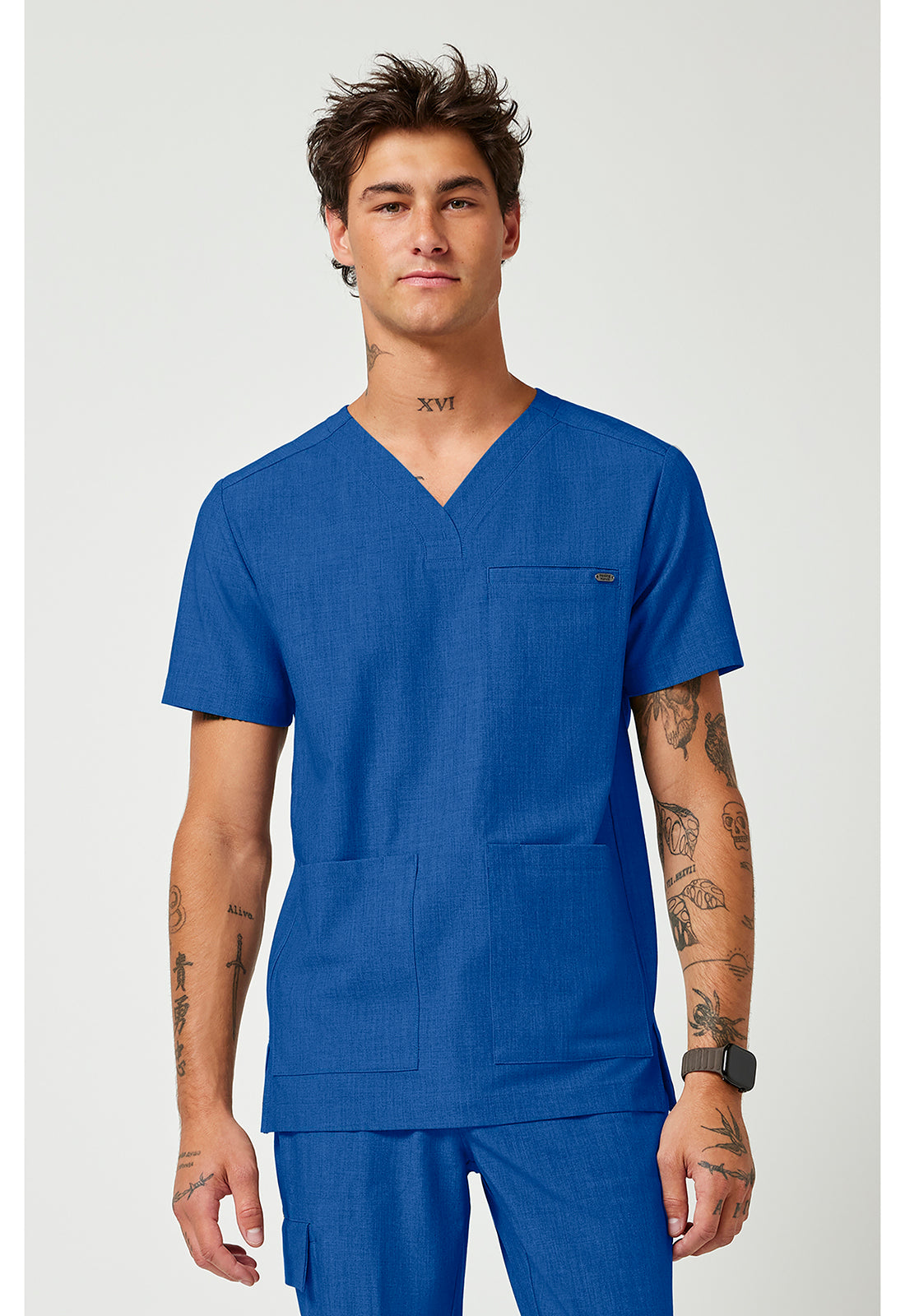 Quest HH753 Men's V-Neck Scrub Top Royal