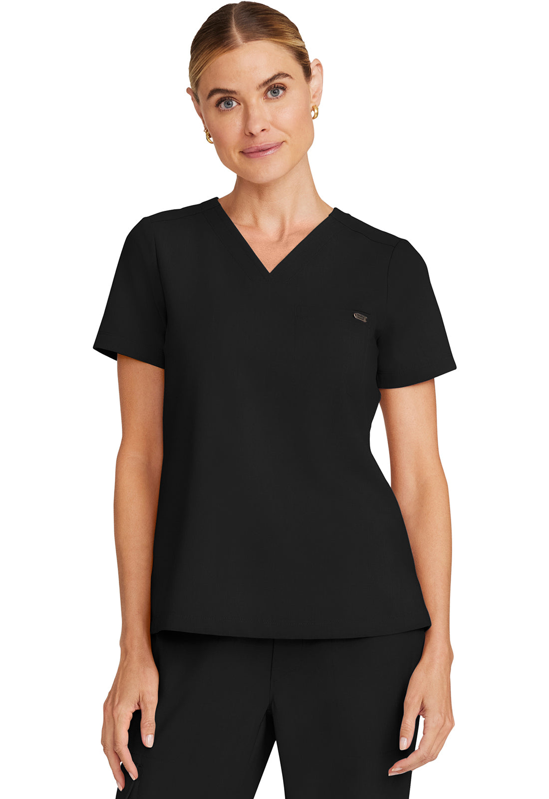 Quest HH755 Women's Tuck-in V-Neck Scrub Top Black