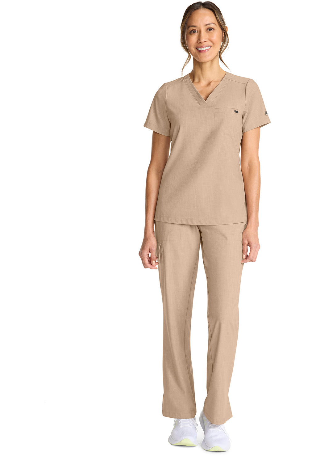 Quest HH755 Women's Tuck-in V-Neck Scrub Top Desert Taupe