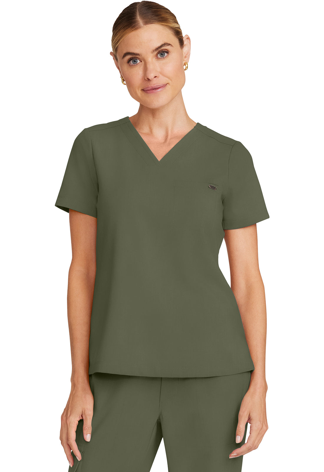 Quest HH755 Women's Tuck-in V-Neck Scrub Top Olive