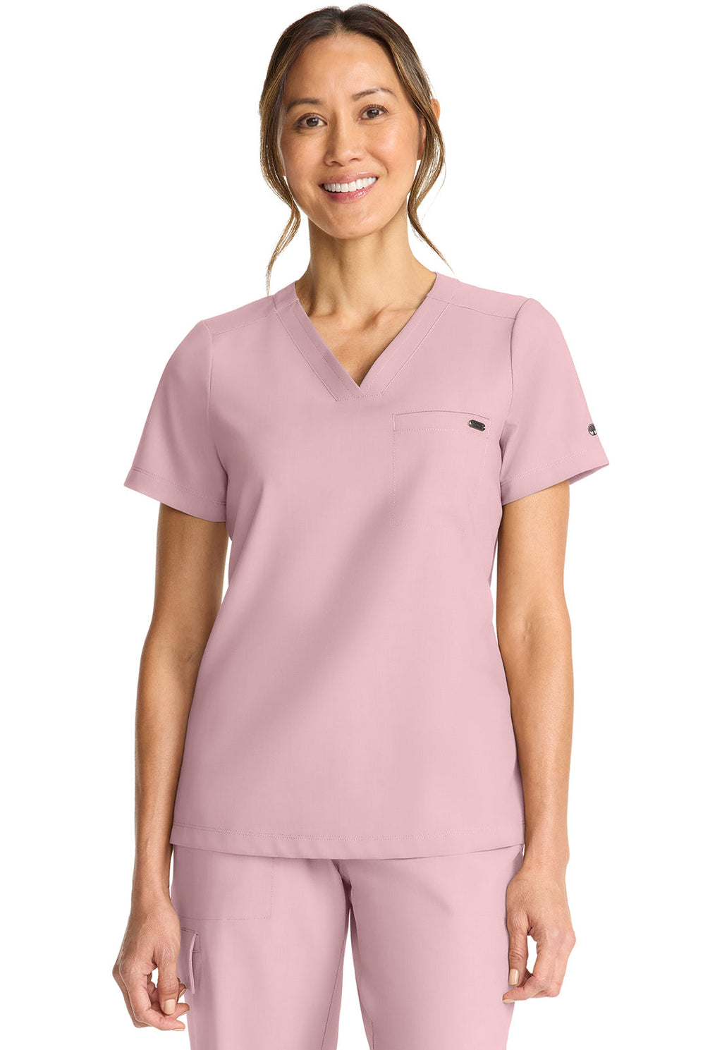 Quest HH755 Women's Tuck-in V-Neck Scrub Top Pink Pearl