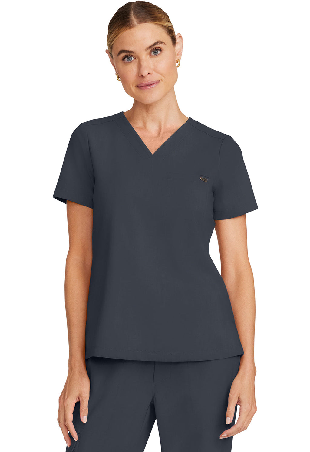 Quest HH755 Women's Tuck-in V-Neck Scrub Top Pewter