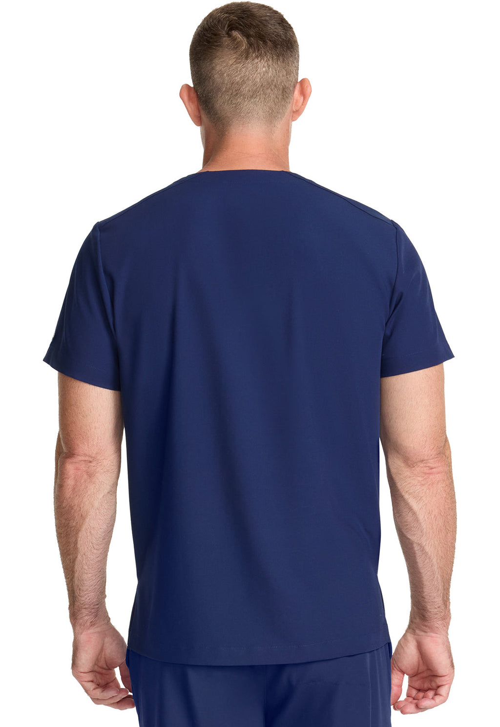 Healing Hands Model Image Men's 1 Pocket V-Neck Top In Color Navy Image 3